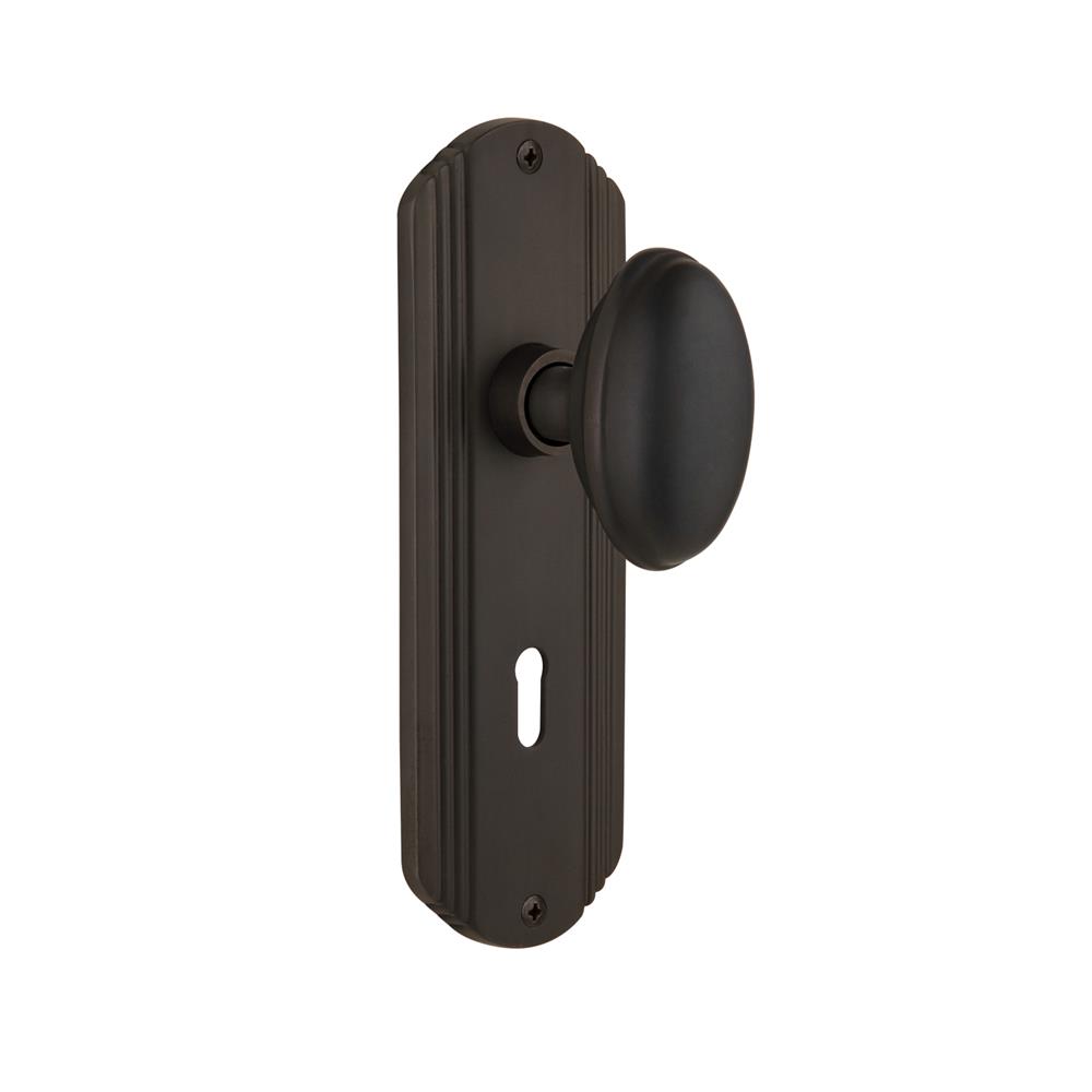 Nostalgic Warehouse 710407  Deco Plate with Keyhole Passage Homestead Door Knob in Oil-Rubbed Bronze